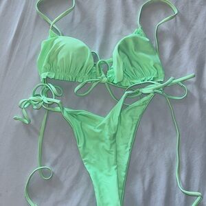 Green Ruffle Bikini Set M